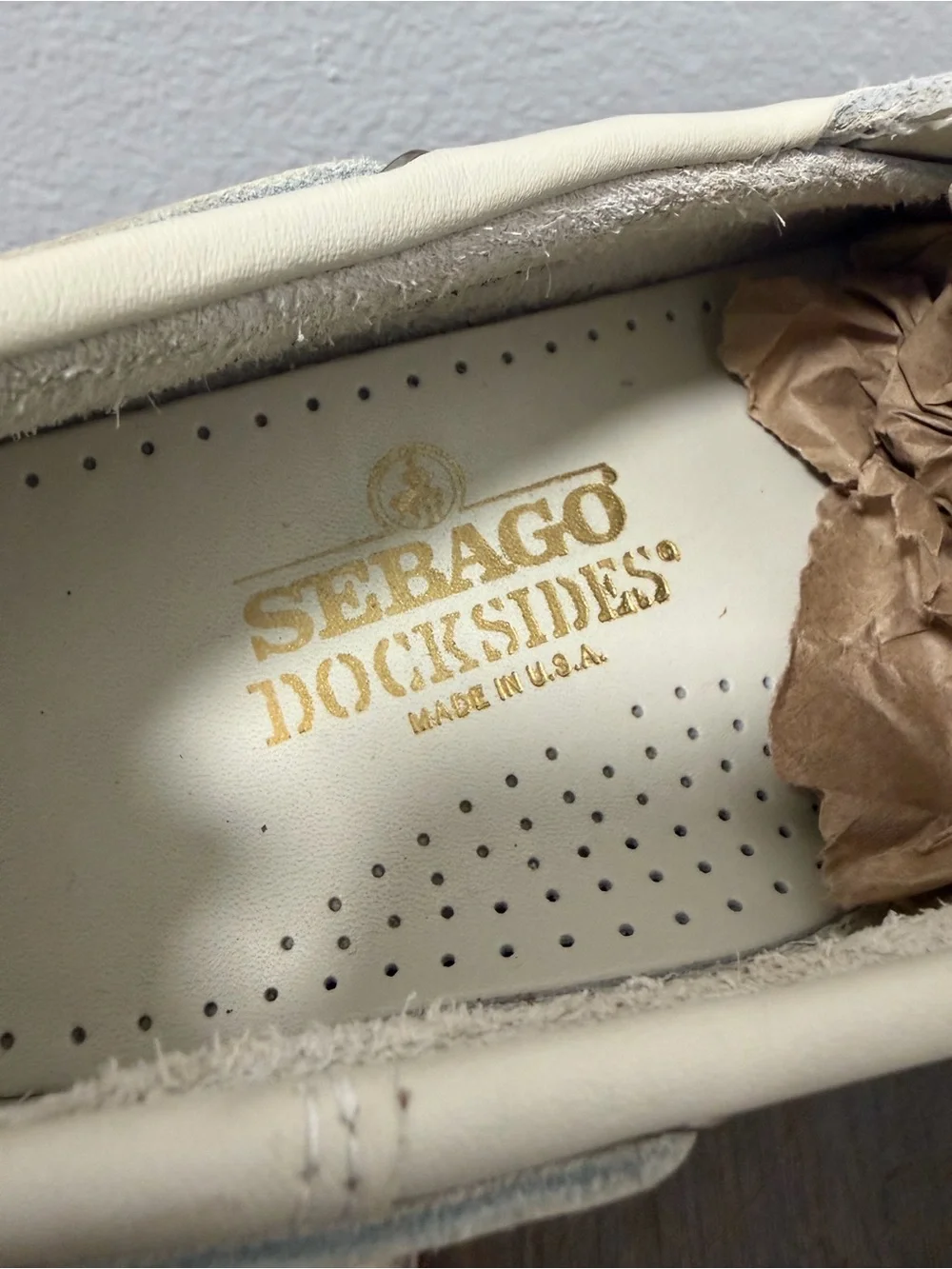 Sebago Docksiders Cream Leather Boat Shoes Loafers - Like New - Women’s 9.5